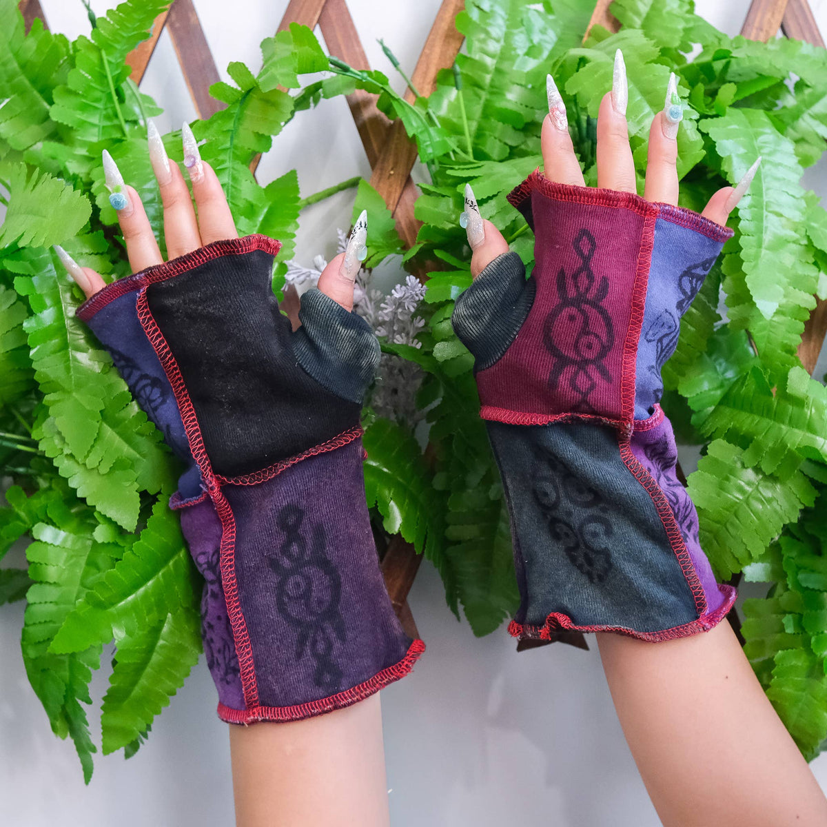Mitaines Patchwork Violet