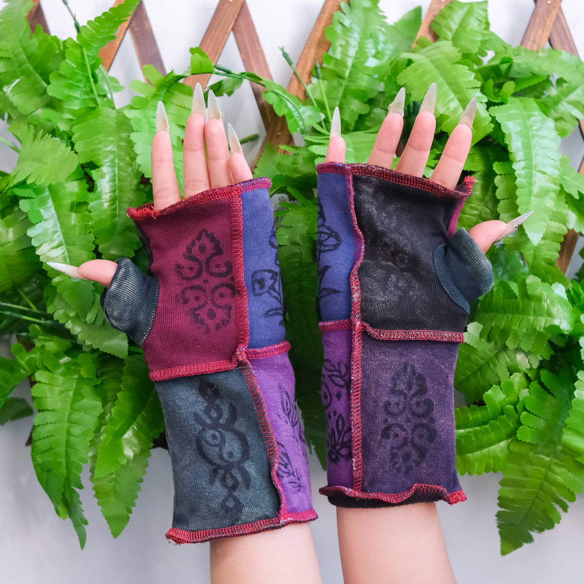 Mitaines Patchwork Violet