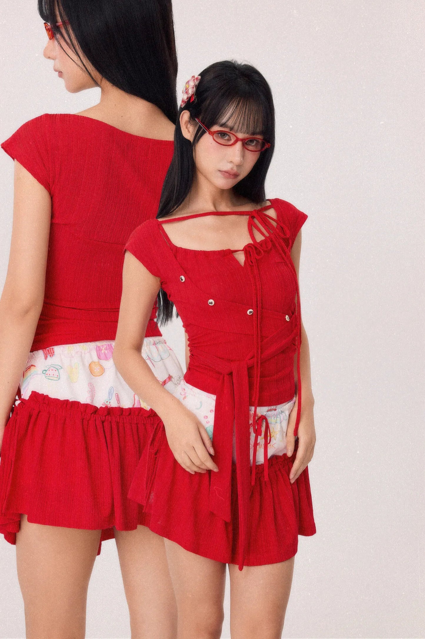 Dear Days Asymmetrical Top Red