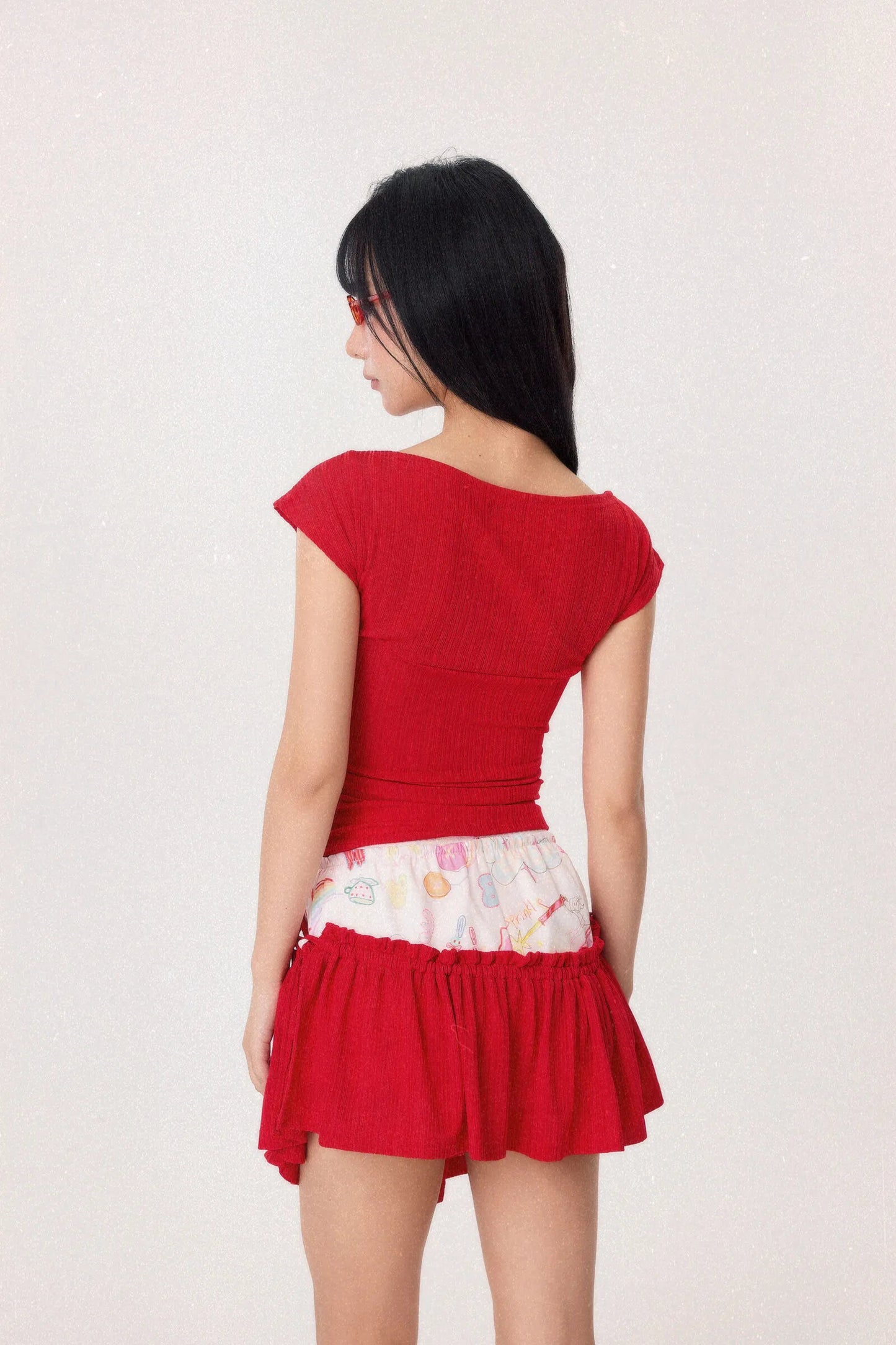 Dear Days Asymmetrical Top Red
