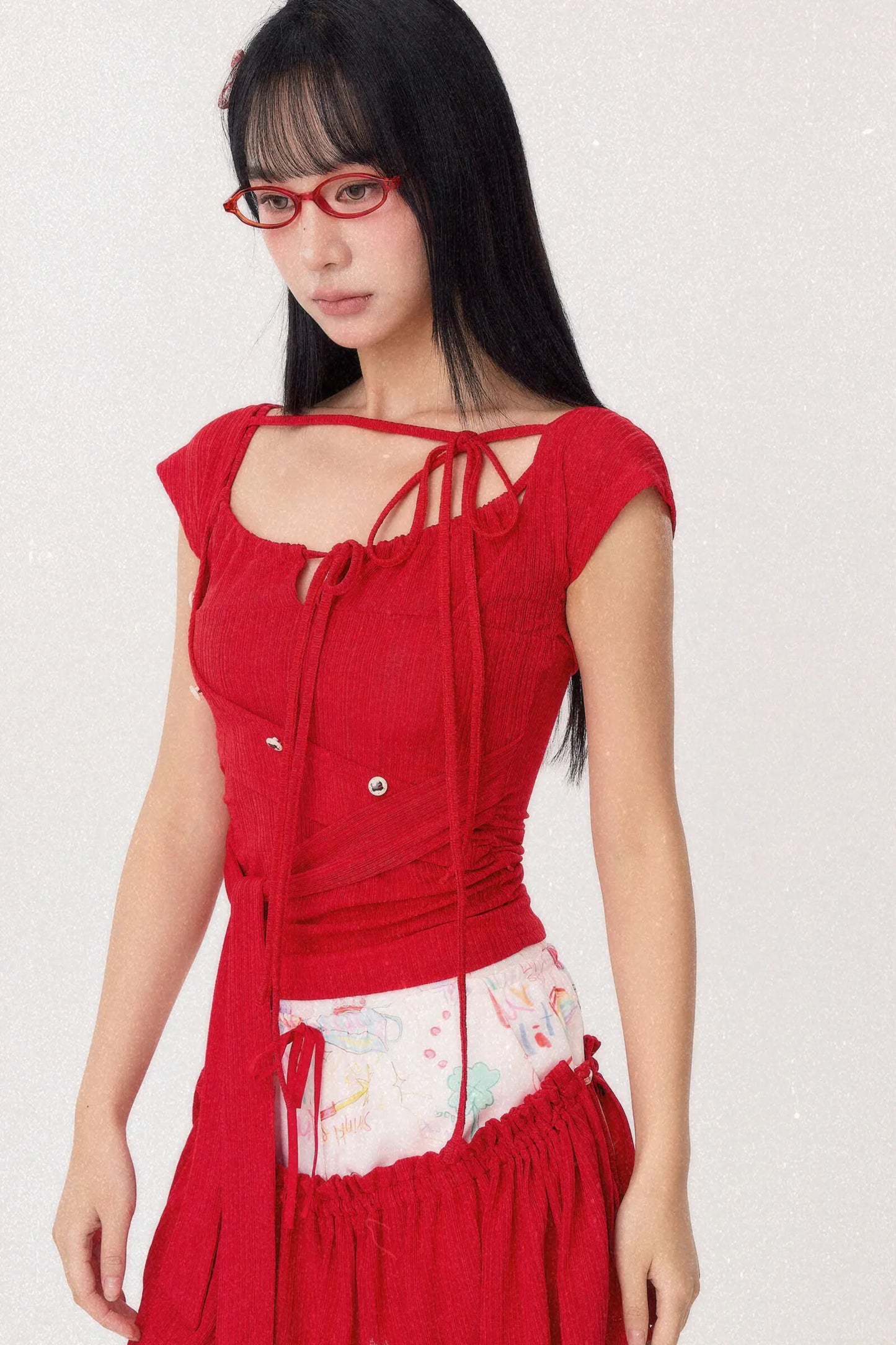 Dear Days Asymmetrical Top Red