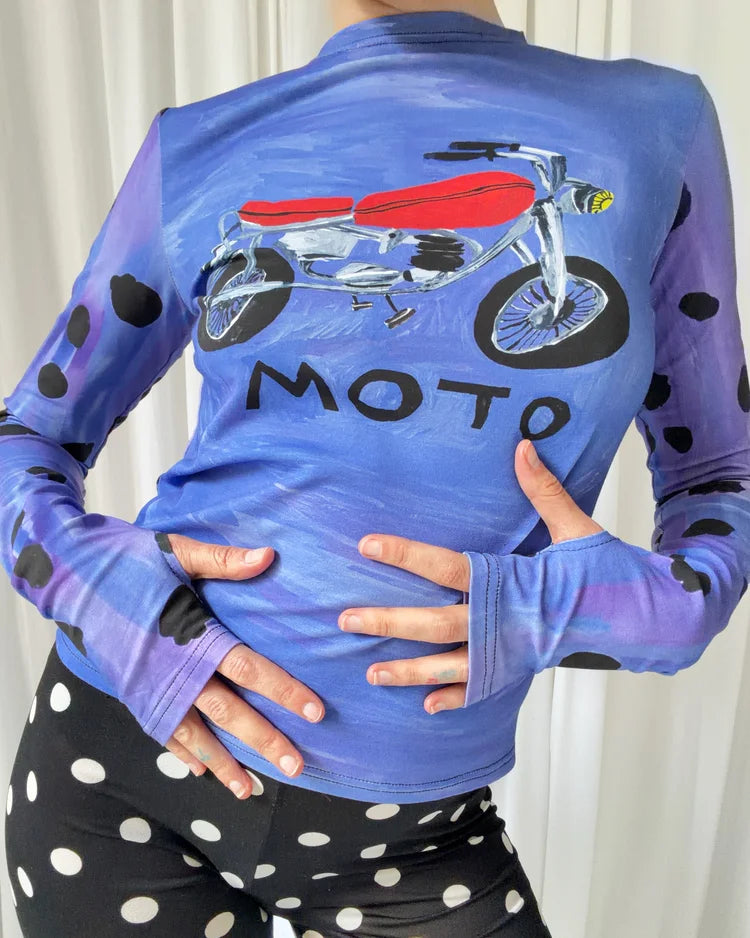 Long-sleeved motorcycle T-shirt