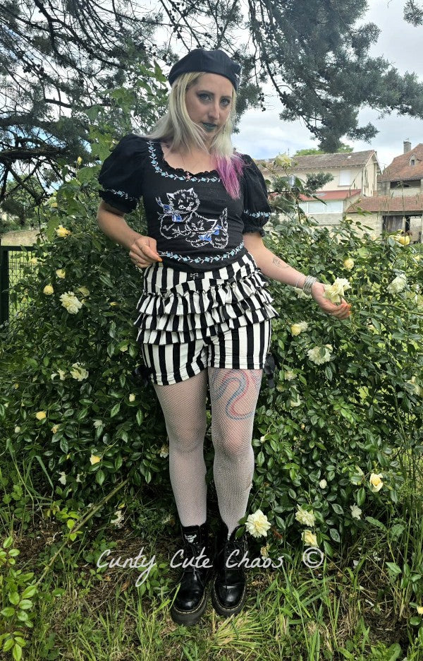 Bloomers Pierrot Rayé Noir et Blanc