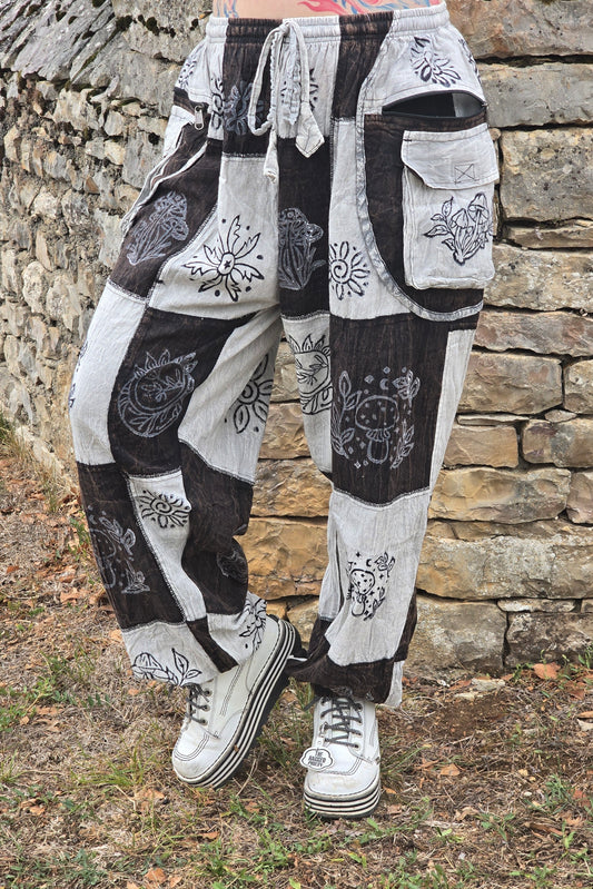 Pantalon Hippie Noir et Gris