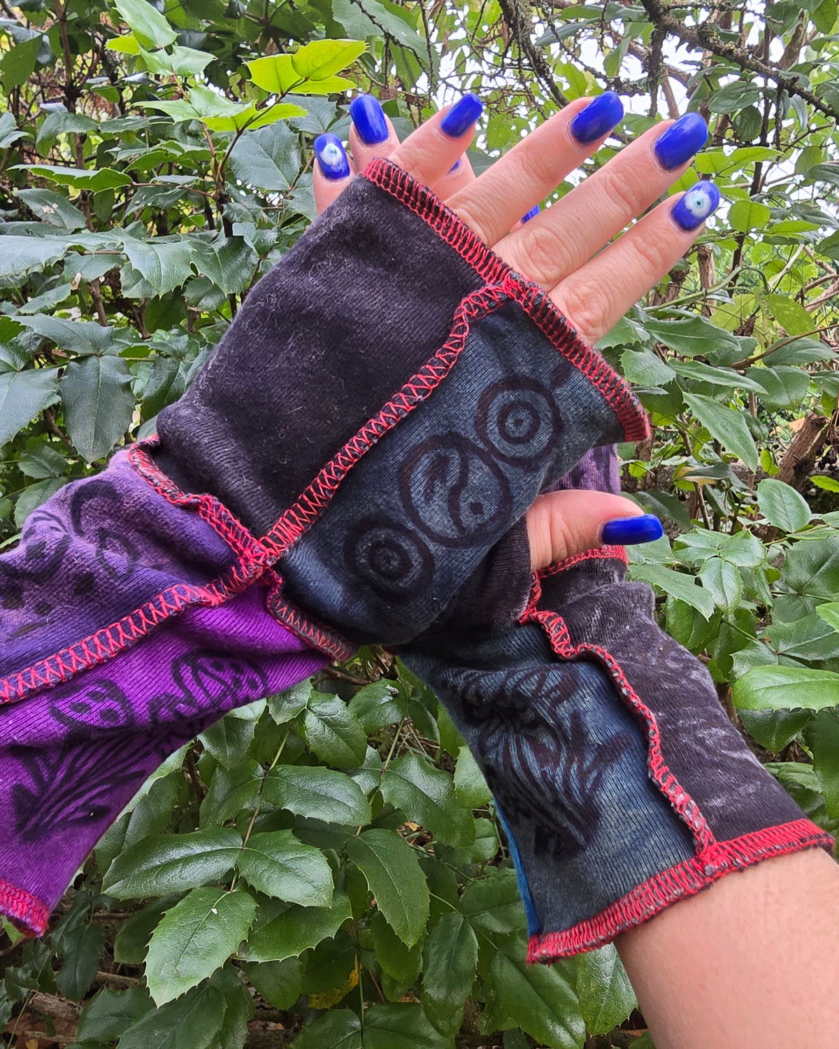 Mitaines Patchwork Violet