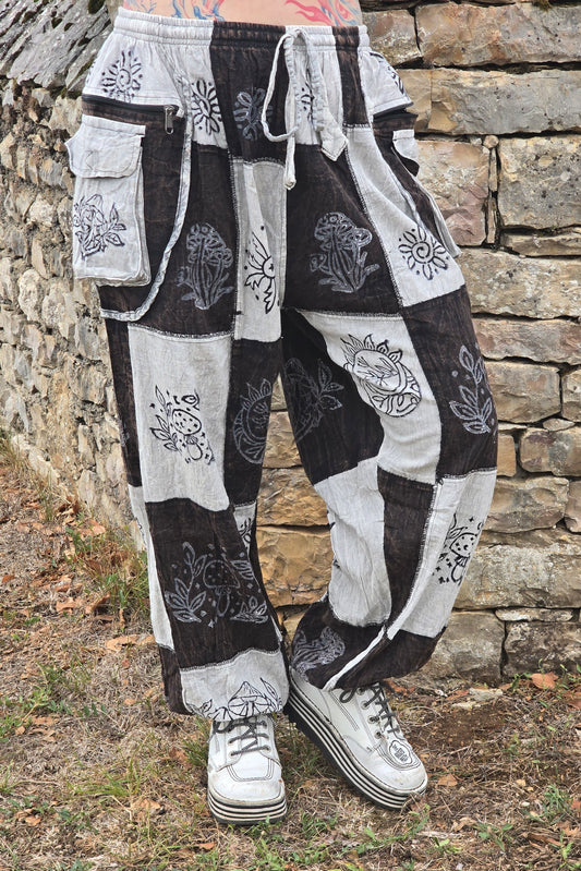 Pantalon Hippie Noir et Gris